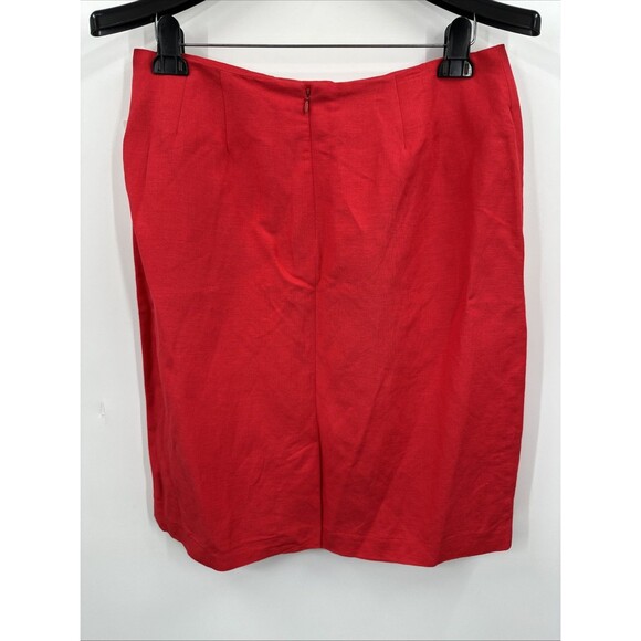Larry Levine Skirt Suit 14p Red Linen Blend Short Sleeve Church Career NEW $200 - Picture 6 of 12